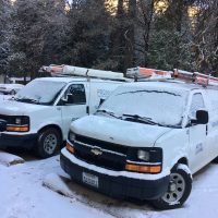 snow covered vans in Yosemite - PROtech Security Modesto and Merced CA